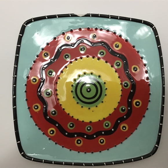 Bella Casa by Ganz Abstract Plate with raised white & Black dots 1990s - Picture 6 of 7